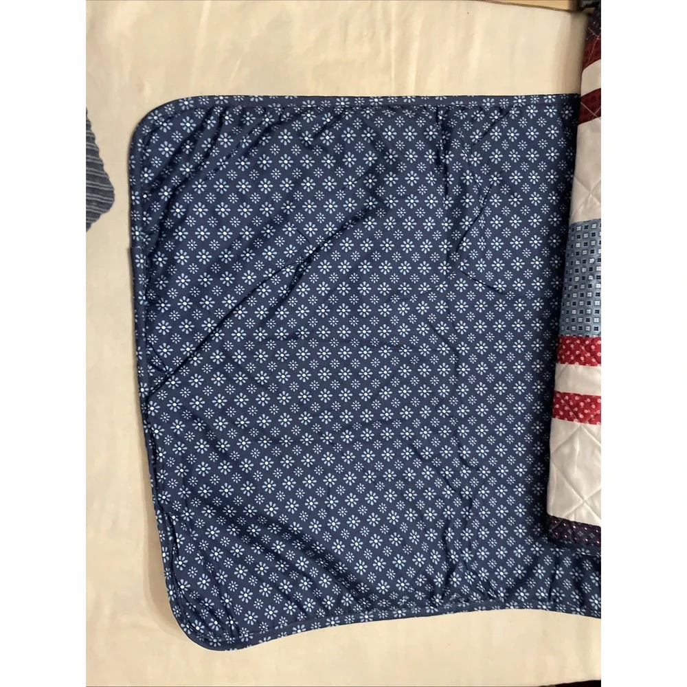 Pair New Matching‎ Pillow Covers King Quilted American Red White Blue Stripes
